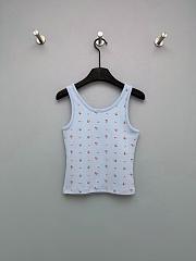 Colestore  Prada Sky Blue Bouquet Print Ribbed Knit Tank Top - 2