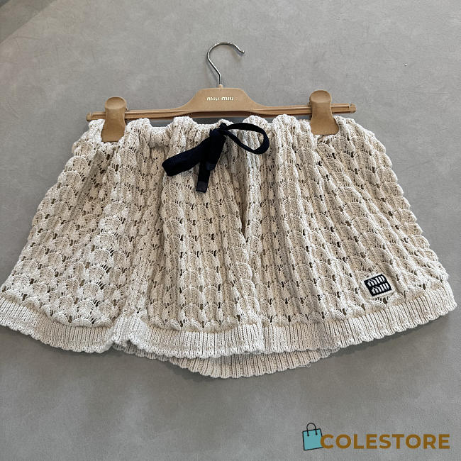 Colestore Miu Miu Crochet Mini Skirt in Beige - 1