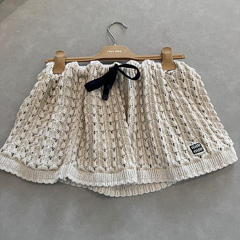 Colestore Miu Miu Crochet Mini Skirt in Beige