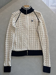 Colestore Miu Miu Openwork zip-up cardigan in Beige - 1