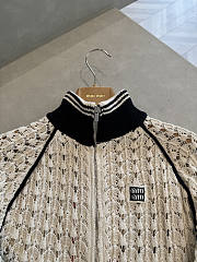 Colestore Miu Miu Openwork zip-up cardigan in Beige - 3