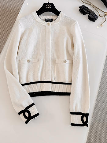 Colestore Chanel Jacket Knit, White & Black