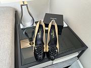 	 Colestore Chanel Camellia Patent Leather Pumps with CC Logo Beige & Black - 1