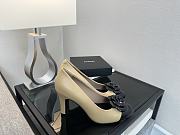 	 Colestore Chanel Camellia Patent Leather Pumps with CC Logo Beige & Black - 6