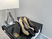 	 Colestore Chanel Camellia Patent Leather Pumps with CC Logo Beige & Black - 5