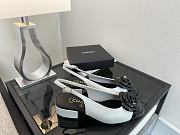 Colestore Chanel Camellia Patent Leather Slingback Pumps with CC Logo White & Black - 4
