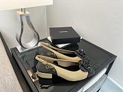 Colestore Chanel Camellia Patent Leather Slingback Pumps with CC Logo Beige & Black - 6