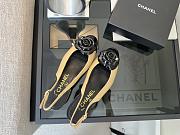 Colestore Chanel Camellia Patent Leather Slingback Pumps with CC Logo Beige & Black - 3