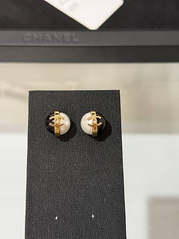 Colestore Chanel Black Lucite, Imitation Pearl And Gold Metal CC Earrings