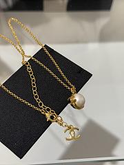Colestore Chanel CC Logo Two-Tone Resin Ball Pendant Necklace with Gold Chain - 2