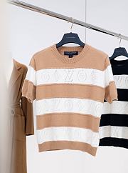 Colestore  Louis Vuitton Openwork Striped Knit Top Beige - 1