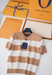 Colestore  Louis Vuitton Openwork Striped Knit Top Beige - 2