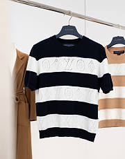 Colestore  Louis Vuitton Openwork Striped Knit Top Black - 1