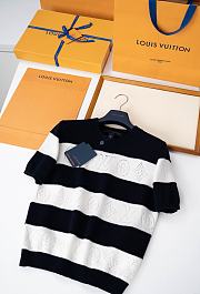 Colestore  Louis Vuitton Openwork Striped Knit Top Black - 2