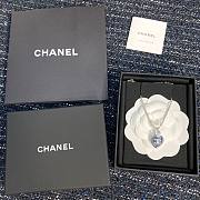 Colestore Chanel CC Logo Blue Heart Enamel Pendant Necklace with Crystal Accent - 1