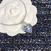 Colestore Chanel CC Logo Blue Heart Enamel Pendant Necklace with Crystal Accent - 5