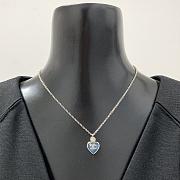 Colestore Chanel CC Logo Blue Heart Enamel Pendant Necklace with Crystal Accent - 4
