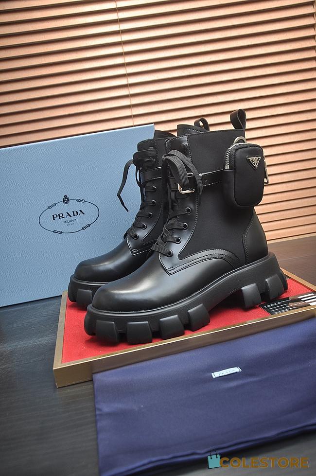 Colestore Prada Monolith brushed leather and Re-Nylon boots with pouch Black - 1