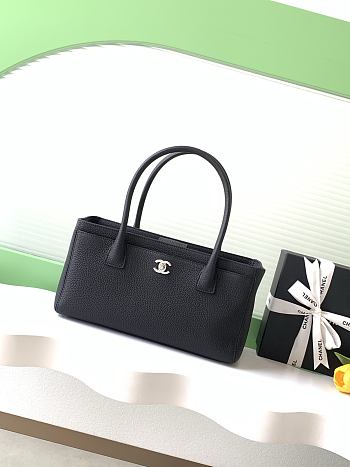 Colestore Chanel Cerf Tote Bag Grained Calfskin Black 17.5x32x13cm