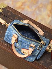 Colestore Louis Vuitton Nano Speedy Blue Denim 16×7.5×10cm - 4