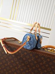 Colestore Louis Vuitton Nano Speedy Blue Denim 16×7.5×10cm - 3