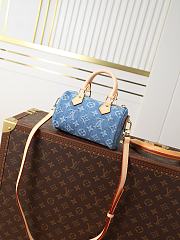 Colestore Louis Vuitton Nano Speedy Blue Denim 16×7.5×10cm - 2