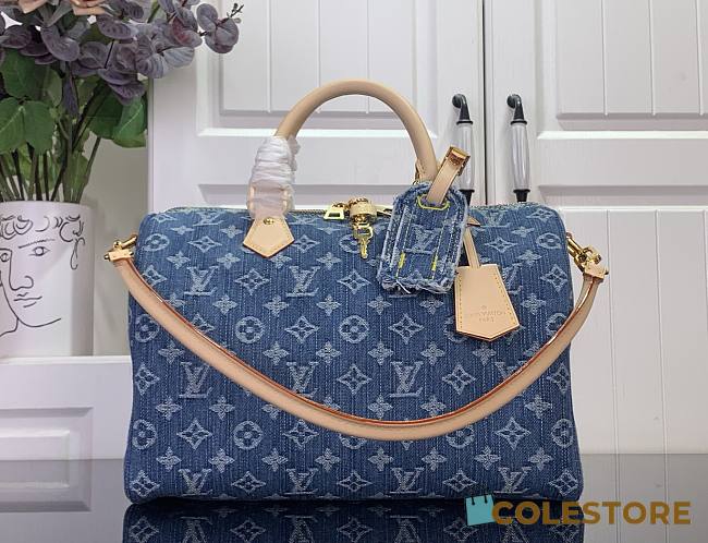 Colestore Louis Vuitton Speedy Soft 30 Blue Denim M14430 30 x 21 x 17cm - 1