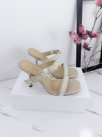 Colestore Dior Dway Bow-Heeled Sandal Beige Dior Oblique Embroidery 9.5cm
