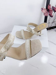 Colestore Dior Dway Bow-Heeled Sandal Beige Dior Oblique Embroidery 9.5cm - 6
