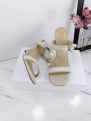 Colestore Dior Dway Bow-Heeled Sandal Beige Dior Oblique Embroidery 9.5cm - 4
