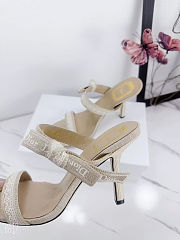 Colestore Dior Dway Bow-Heeled Sandal Beige Dior Oblique Embroidery 9.5cm - 3