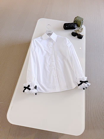 Colestore Valentino Ruffled Cuff Cotton Poplin Shirt – White