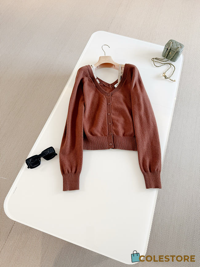 Colestore  Miu Miu Tobacco Cashmere Cardigan - 1