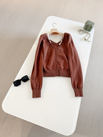 Colestore  Miu Miu Tobacco Cashmere Cardigan