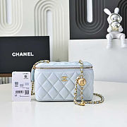Colestore Chanel Classic Vanity Bag Light Blue Lambskin 17x9.5x8cm - 1