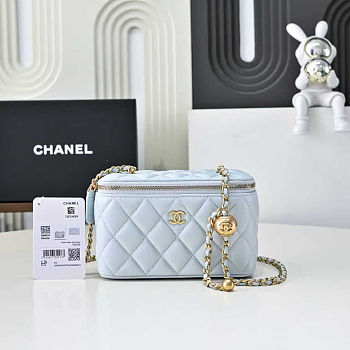 Colestore Chanel Classic Vanity Bag Light Blue Lambskin 17x9.5x8cm