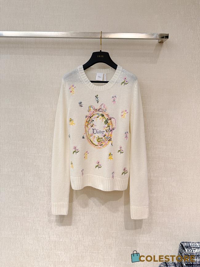 Colestore  Dior Dioramour Sweater Embroidered Pastel Dior Velvet Bloom Cashmere and Wool Knit - 1