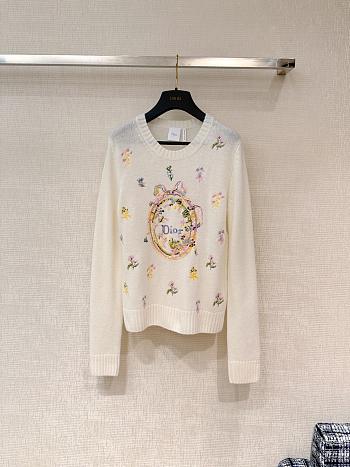 Colestore  Dior Dioramour Sweater Embroidered Pastel Dior Velvet Bloom Cashmere and Wool Knit