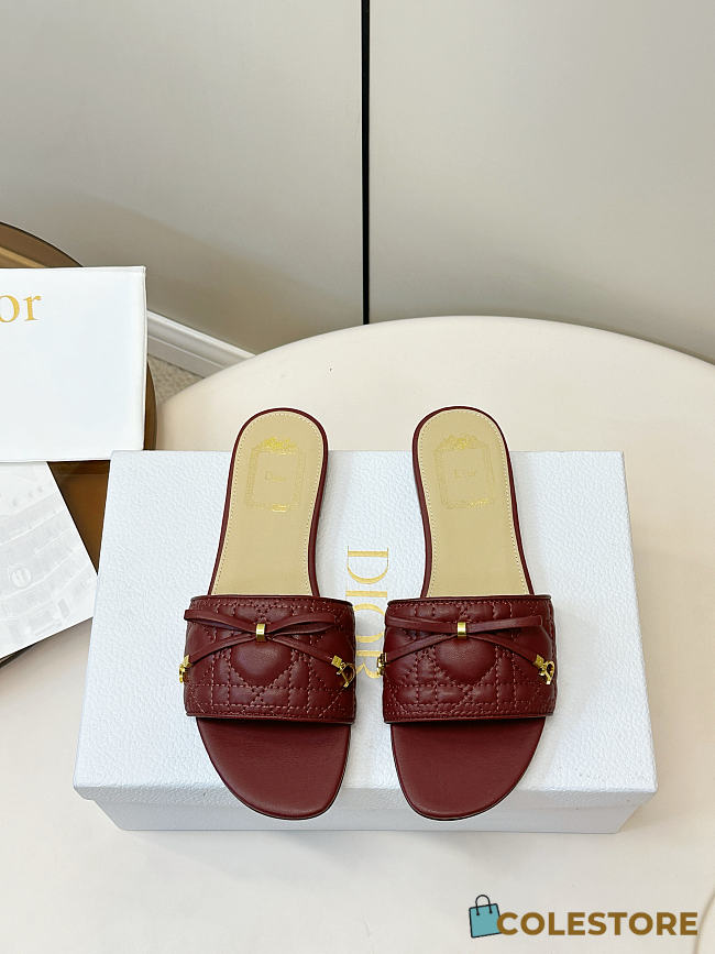 Colestore Dior Or Dior Cannage Heeled Slide Hermitage Red Quilted Cannage Lambskin 3.5cm - 1