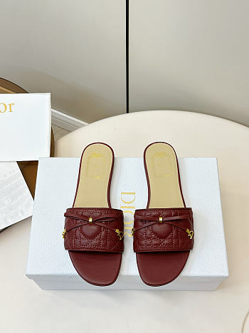 Colestore Dior Or Dior Cannage Heeled Slide Hermitage Red Quilted Cannage Lambskin 3.5cm
