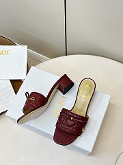 Colestore Dior Or Dior Cannage Heeled Slide Hermitage Red Quilted Cannage Lambskin 3.5cm - 4