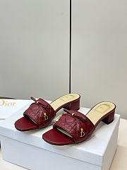Colestore Dior Or Dior Cannage Heeled Slide Hermitage Red Quilted Cannage Lambskin 3.5cm - 3