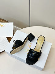 Colestore Dior Cannage Heeled Slide Black Quilted Cannage Lambskin 3.5cm - 5