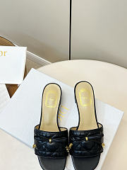 Colestore Dior Cannage Heeled Slide Black Quilted Cannage Lambskin 3.5cm - 3