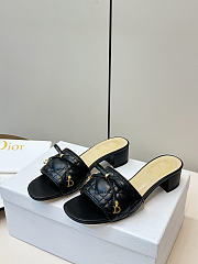 Colestore Dior Cannage Heeled Slide Black Quilted Cannage Lambskin 3.5cm - 2