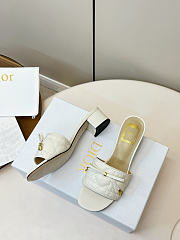 Colestore Dior Cannage Heeled Slide Latte Quilted Cannage Lambskin 3.5cm - 3