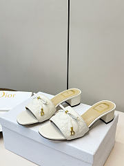 Colestore Dior Cannage Heeled Slide Latte Quilted Cannage Lambskin 3.5cm - 2