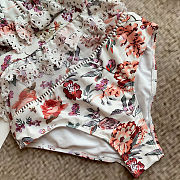 Colestore Chanel Floral Crisscross Plunging One Piece Swimsuit  - 6
