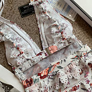 Colestore Chanel Floral Crisscross Plunging One Piece Swimsuit  - 5