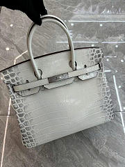 Colestore Hermès Birkin Himalaya Crocodile Pattern Bag In White size 30cm - 4